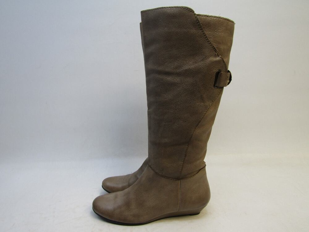 Steven By Steve Madden Womens Sz 8.5 Brown Leather Wedge Zip Knee High Boots